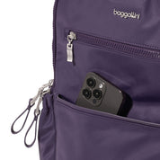 Baggallini Tribeca Expandable Laptop Backpack - Deep Grape Twill