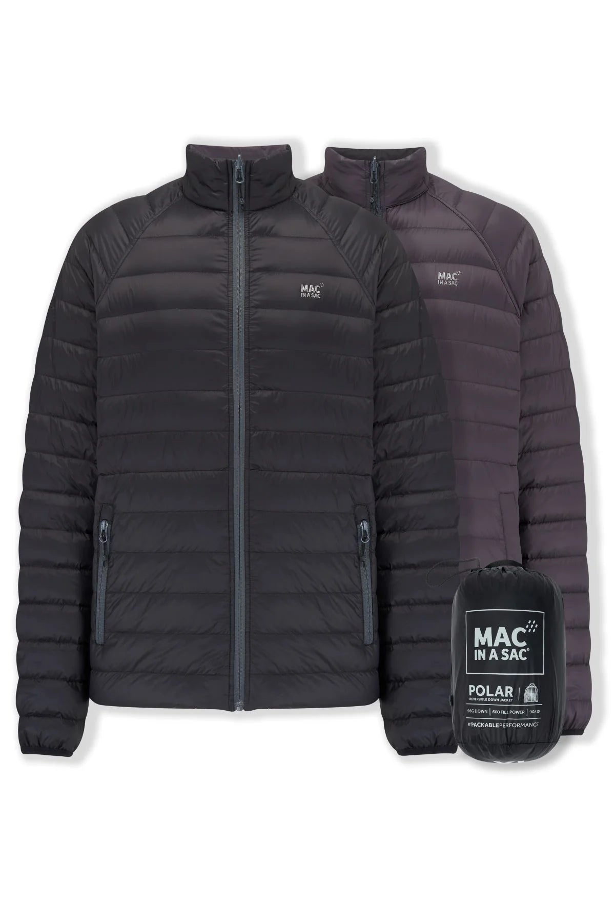 Mac In a Sac Polar Packable Reversible Men's Down Jacket L - Jet Black Charcoal