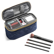 Ms. Jetsetter Makeup Case With Mirror and Travel-Sized Makeup Brushes - Navy