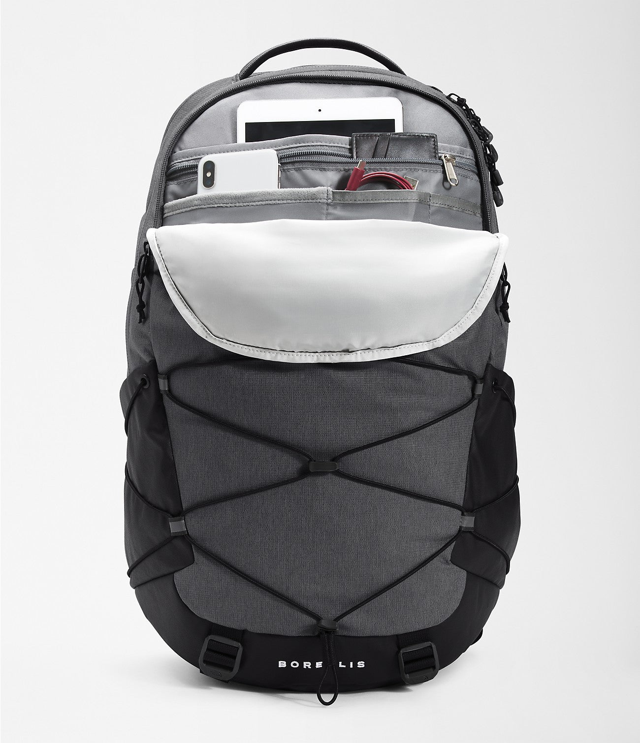 north face borealis backpack rocket red asphalt grey The North Face Borealis Backpack