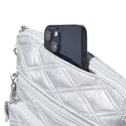 Baggallini Modern Pocket Crossbody - Silver Metallic Quilt