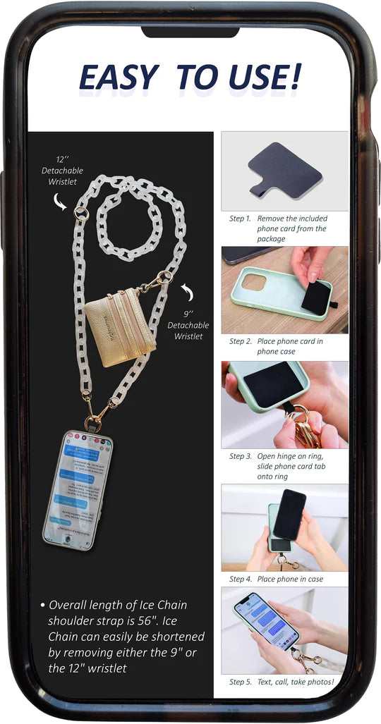 Save The Girls Clip & Go Ice Chain with Pouch - Black/Black