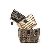 Think Royln Travel Trio Organizational Pouches Set of 3 - Python/Gold/Brown