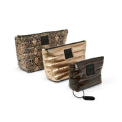 Think Royln Travel Trio Organizational Pouches Set of 3 - Python/Gold/Brown