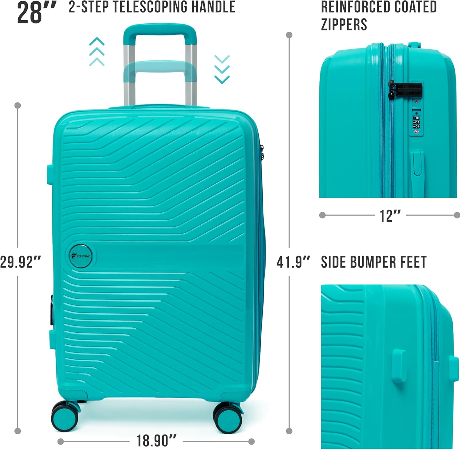 Feelway Luggage 28" Expandable Spinner  - Sky Blue