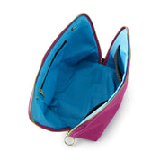 KUSSHI Signature Make Up Bag - Pink Fabric with Teal Interior