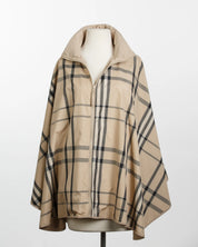 Rainraps SPORTYRAP Sport Poncho - Camel & Plaid, Front View Plaid