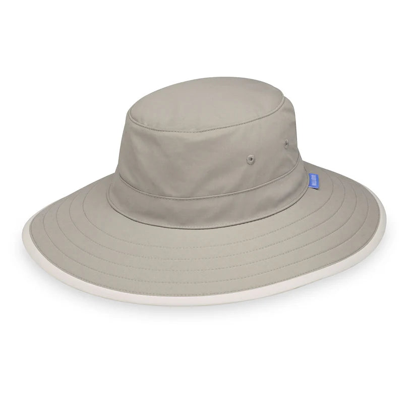 Wallaroo Sanitas Wide Brim Ponytail Hat UPF 50+ -  Stone/Natural
