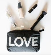 Hi Love Mini Padded Zipper Pack in Black with Silver "LOVE"