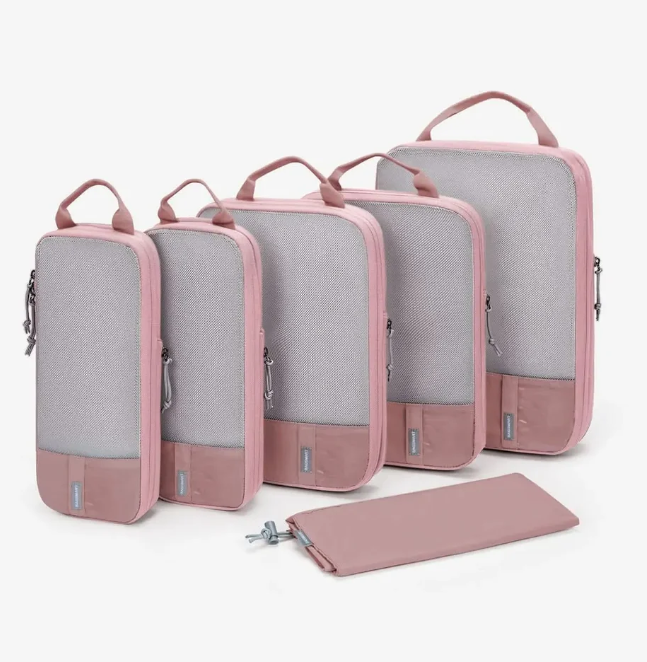 Bagsmart Compression Packing Cubes 6 Piece Set - Brier Rose