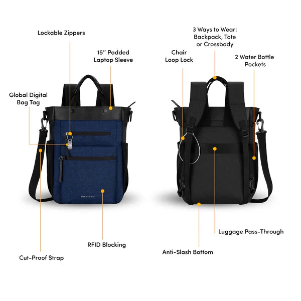 Sherpani Soleil Anti-Theft Backpack/Tote - Indigo