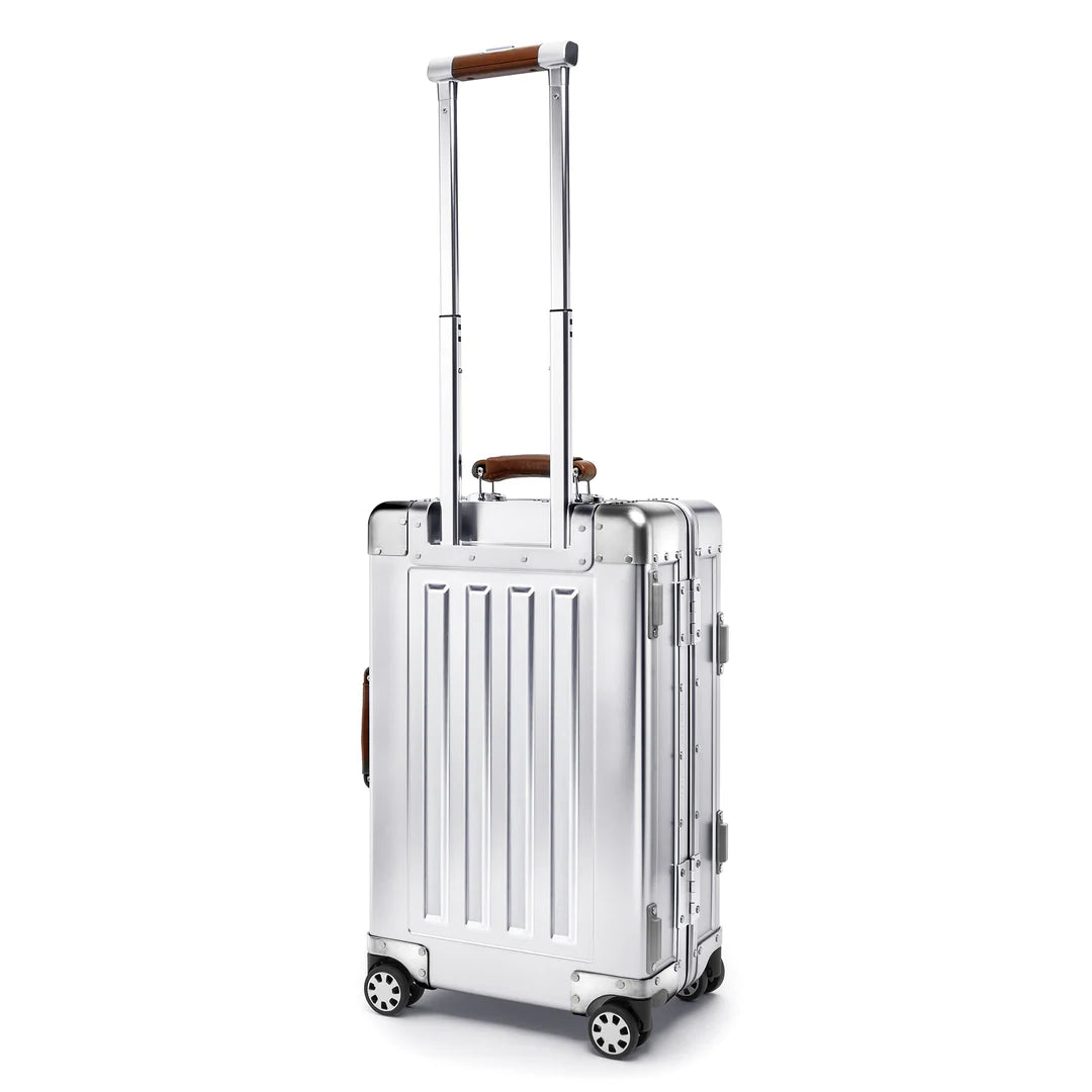 Sterling Pacific 40L Aluminum Carry On 4 Wh. Spinner Cabin Travel Case - Silver