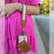 Save the Girls Clip & Go Strap with Pouch-Stripe Collection - Black/Gold/White-Gold Hardware