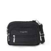 Baggallini Triple Zip Bagg-Black with Sand Lining