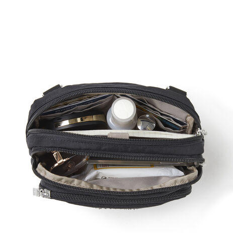 Baggallini Triple Zip Bagg-Black with Sand Lining