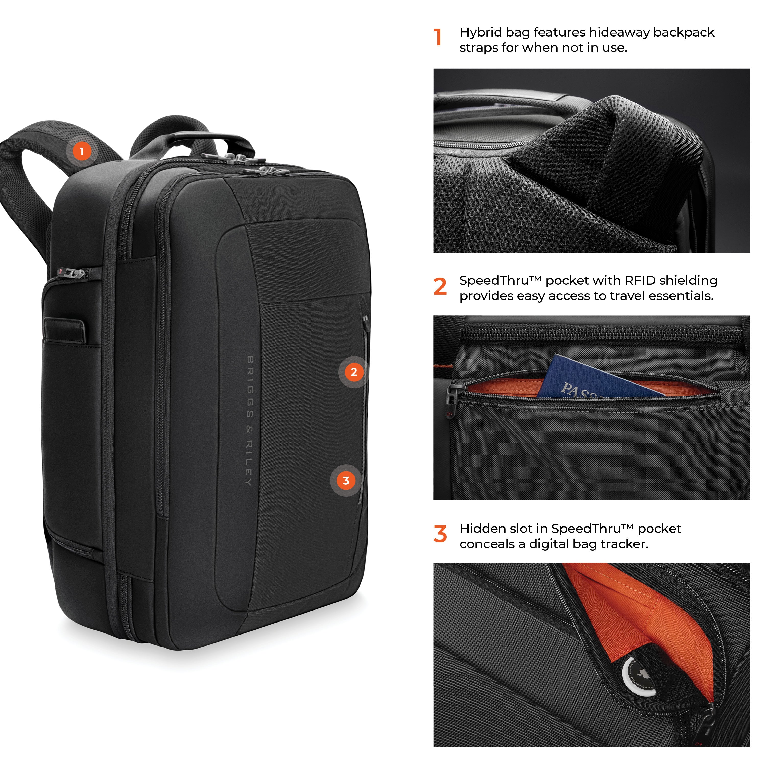 Briggs & Riley Large Convertible Backpack Duffle - Black