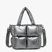 Jen & Co. Brittany Small Nylon Puffer Tote/Satchel - Gunmetal