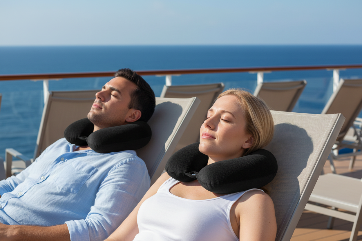 Wolf Essentials Fiber Filled Travel Neck Pillow - Navy