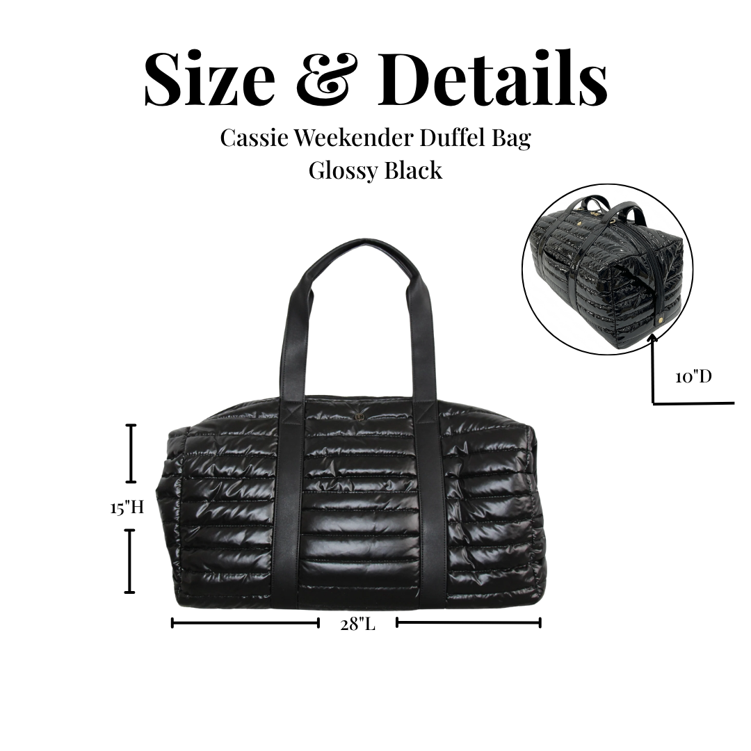 Lemonbella Puffer Weekender Duffle Travel Bag Black 