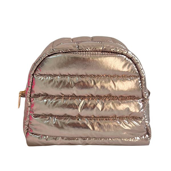 Lemonbella Cosmetic Puffer Makeup Travel Bag Metallic Gold