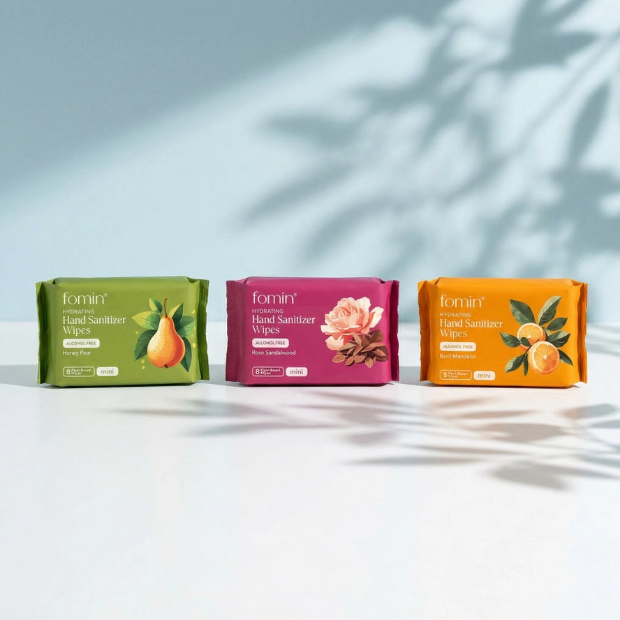 Fomin Travel Size Hand Sanitizer Wipes - Rose Sandalwood
