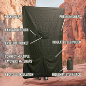 Square packable blanket,detailed map of features