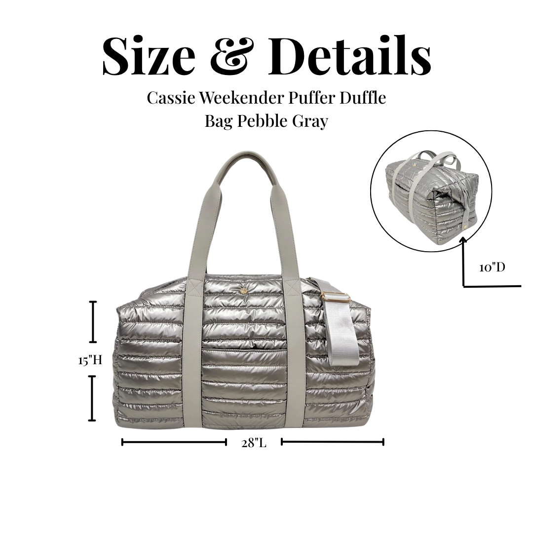 Lemonbella Puffer Weekender Duffle Travel Bag Pebble Gray