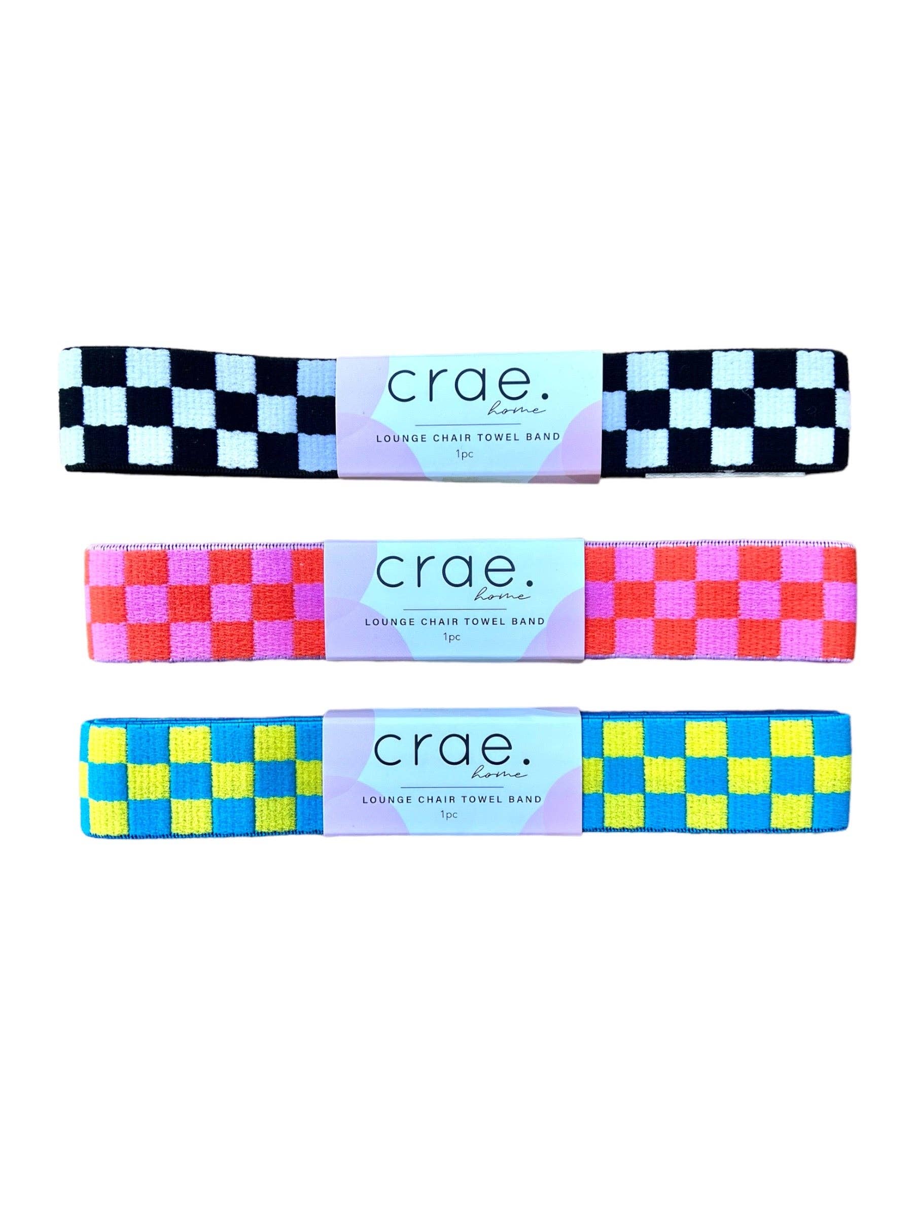 Lounge Chair Pool Towel Band: 3 Pack (Checkmate-Archie-Sadie)