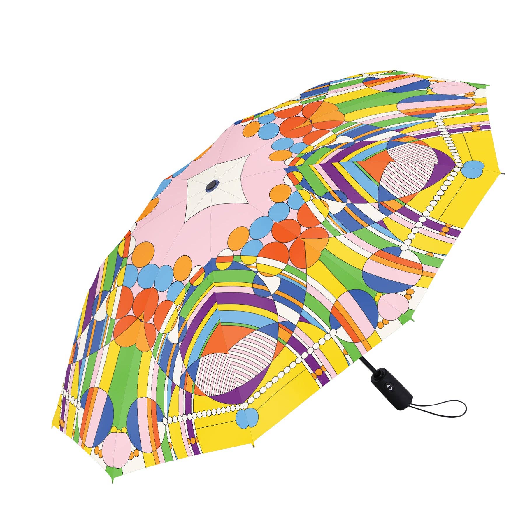 RainCaper Frank Lloyd Wright March Balloons Travel Umbrella – Compact, One-Touch Open & Close
