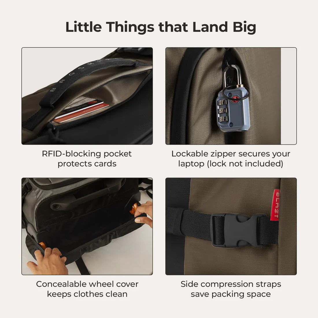 Bagsmart Blast 43L Rolling Backpack - Cedar