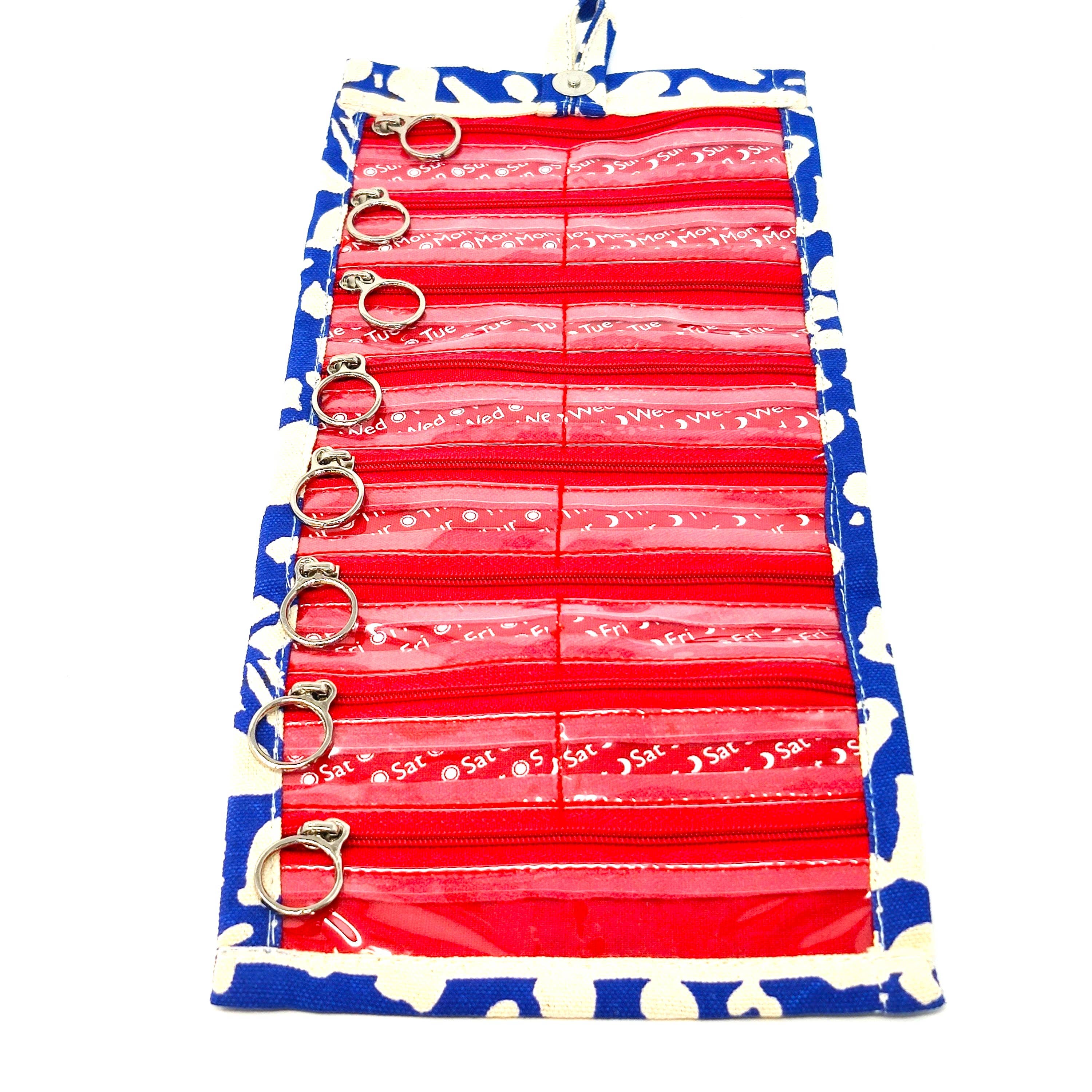 Clutch By Sara Gorman The Original Pillfold™ Weekly Pill Organizer: Oxford Cobalt Blue & Cream