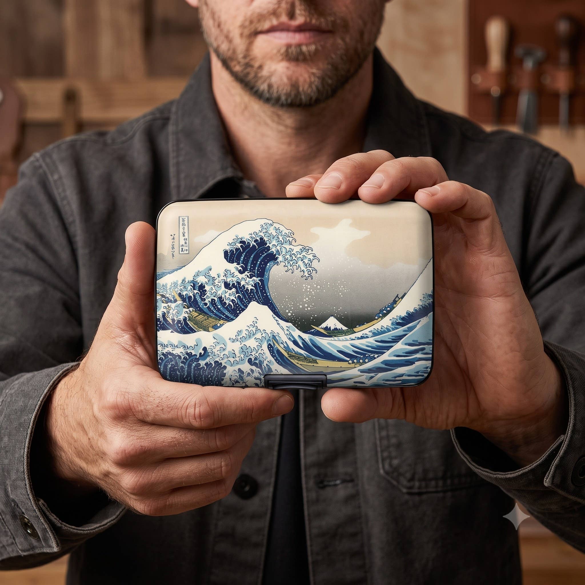 Monarque Hokusai Great Wave RFID Armored Wallet