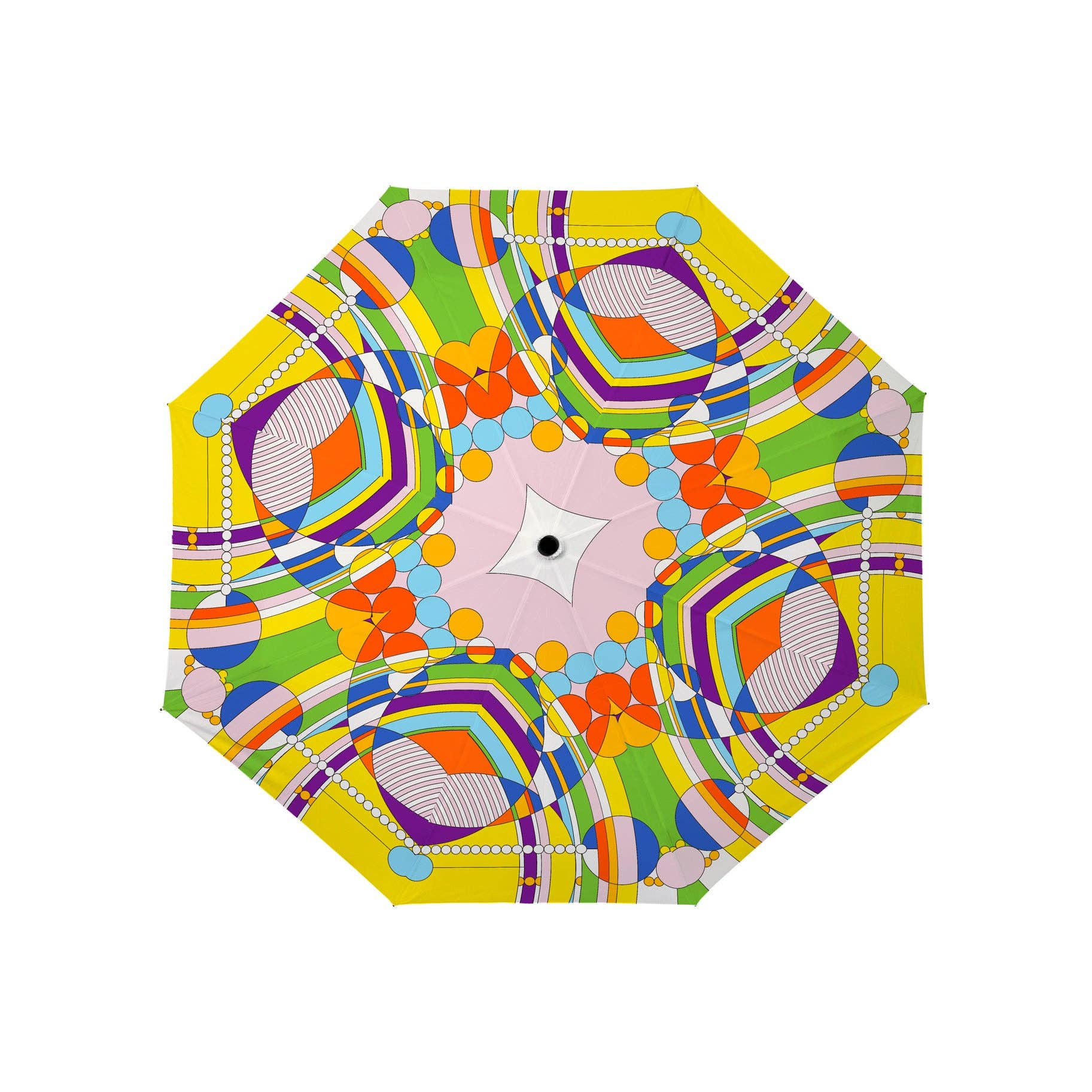RainCaper Frank Lloyd Wright March Balloons Travel Umbrella – Compact, One-Touch Open & Close