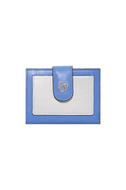 Patent of Heart Leather Rose Snap Wallet - Blue/Silver
