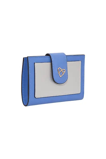 Patent of Heart Leather Rose Snap Wallet - Blue/Silver