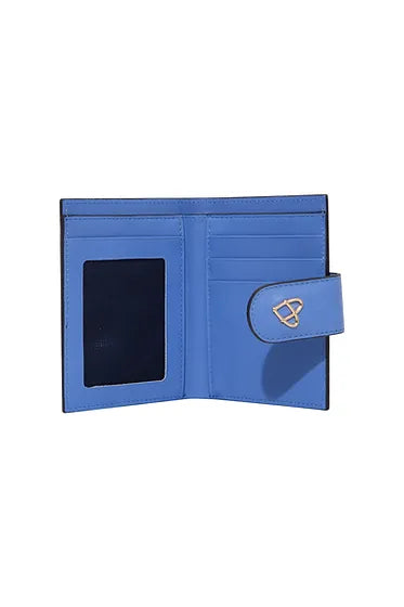 Patent of Heart Leather Rose Snap Wallet - Blue/Silver