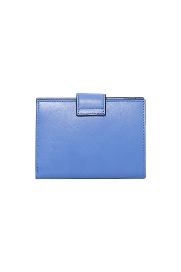 Patent of Heart Leather Rose Snap Wallet - Blue/Silver