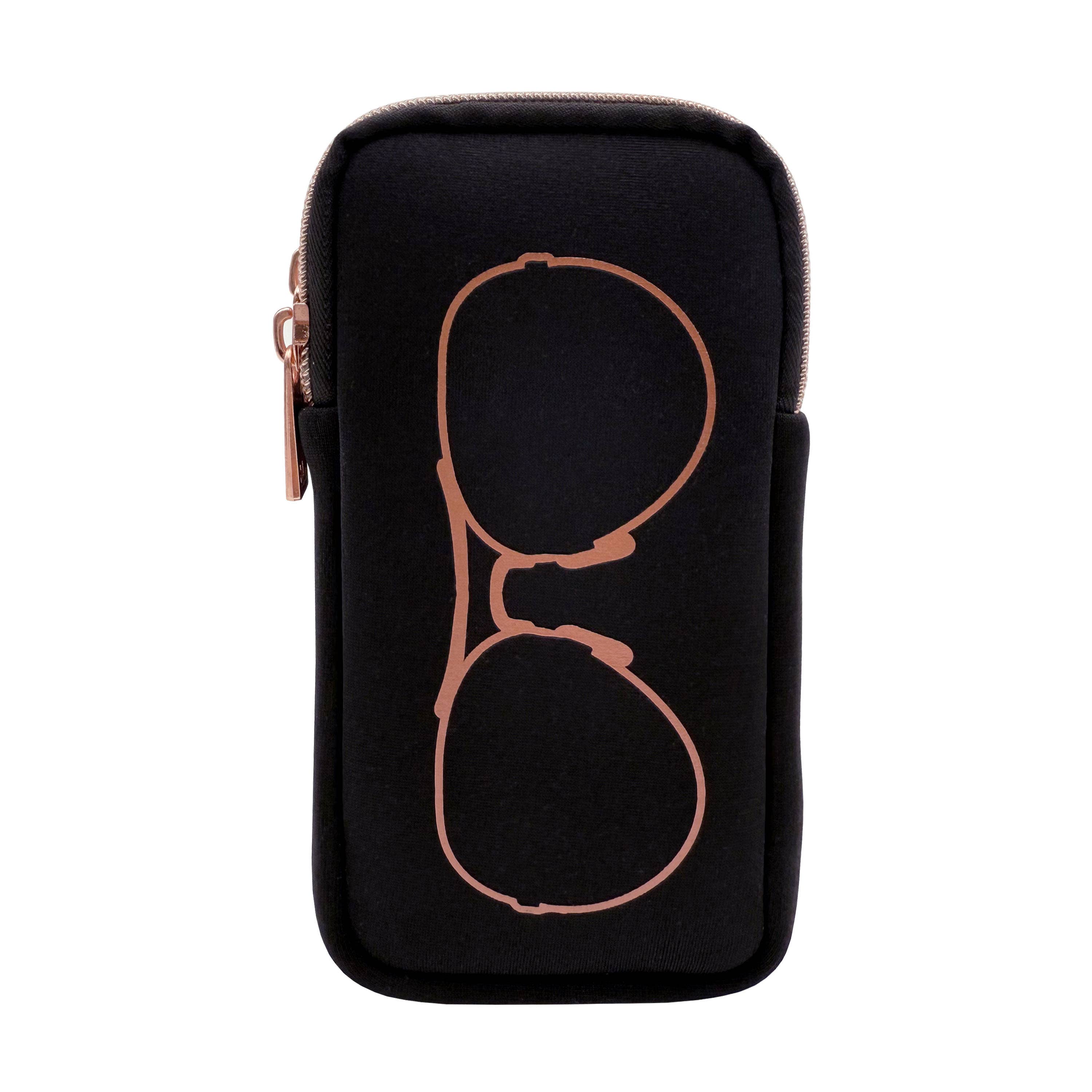 MyTagAlongs Double Eyeglass Case - Black/Rose Gold