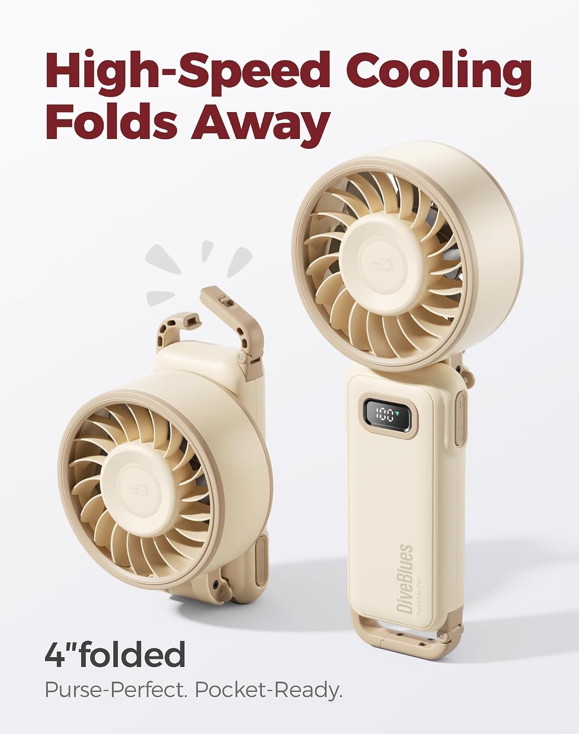 Ocoopa Turbo Wind Handheld Fan, Blow Dryer Level Power - Cream