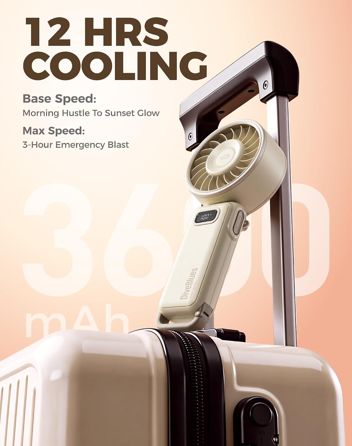 Ocoopa Turbo Wind Handheld Fan, Blow Dryer Level Power - Cream
