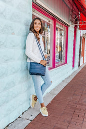 Hi Love Puffer Crossbody Purse -  Navy