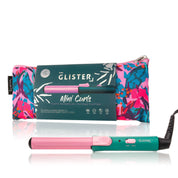 Glister “Mini Curls” Dual Voltage Travel Clip Curler with Carrying Pouch - Watermelon