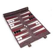 Bey Berk Suede Roll-up Travel Backgammon Set - Grey
