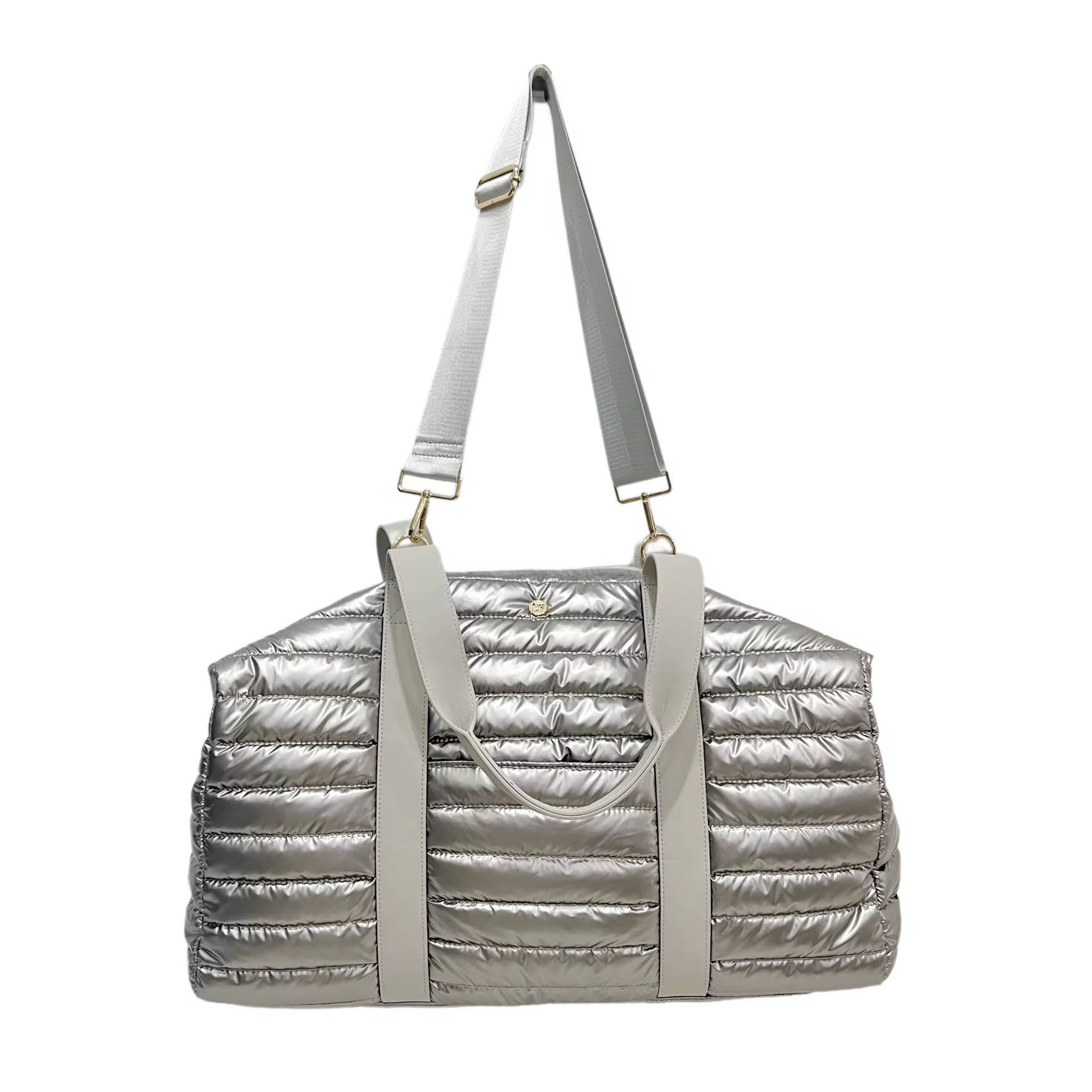 Lemonbella Puffer Weekender Duffle Travel Bag Pebble Gray