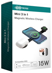 Tech Trendz Mini 3in 1 Magnetic Wireless Charger - Black