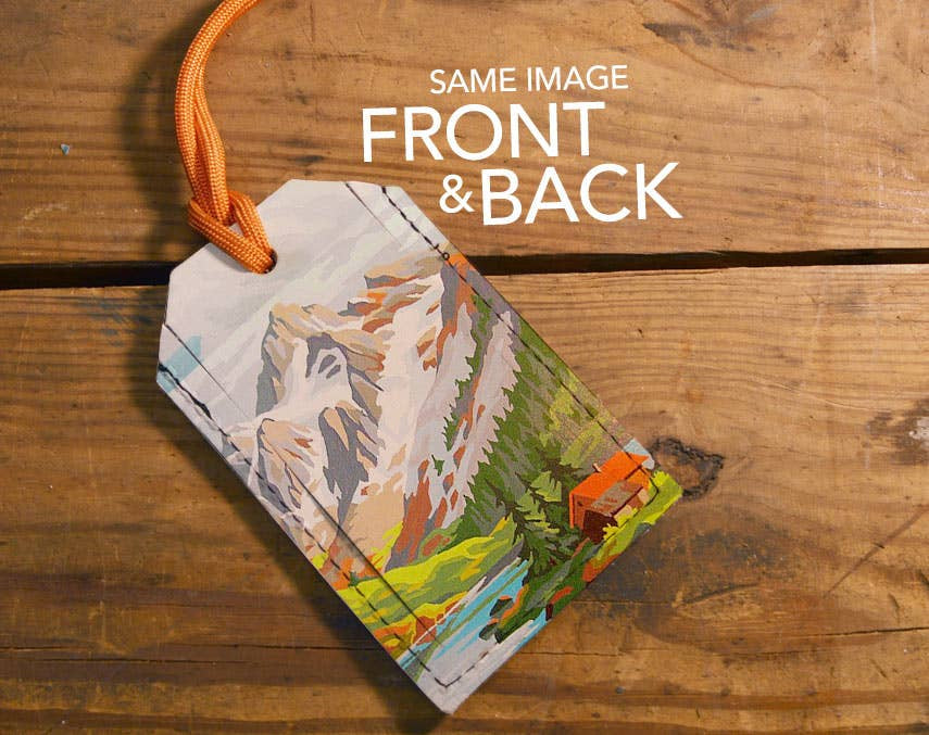 Backerton Painted Mountains - Leather Luggage Tag