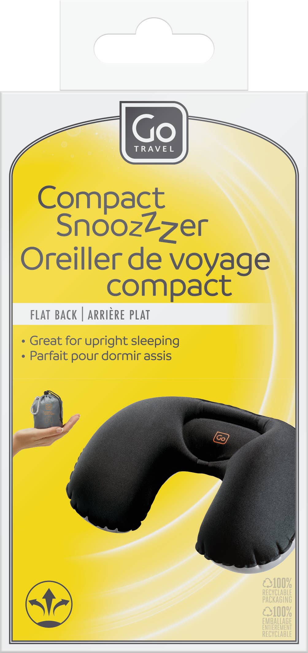 Go Travel Compact Snoozzzer Inflatable Neck Pillow - Black