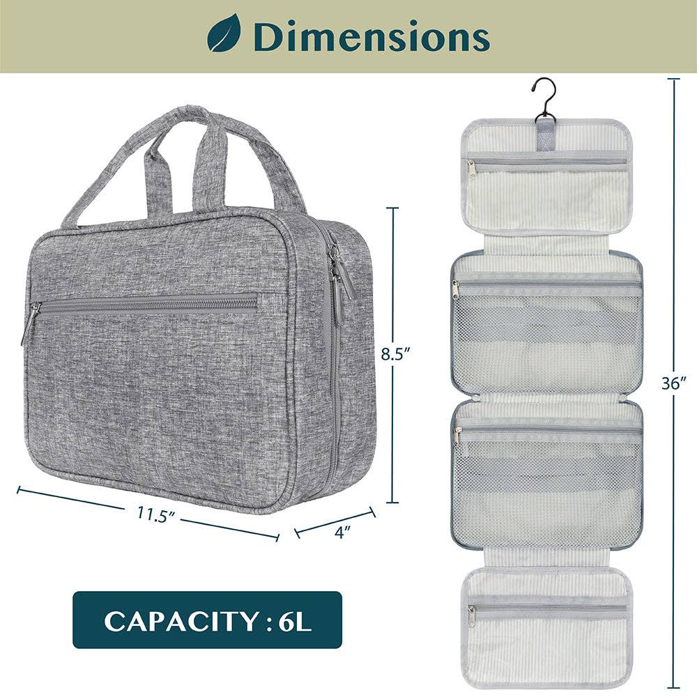 Pavilia Modern Hanging Toiletry Organizer Bag: Heather Gray