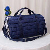 Mimi Quilted Puffer Weekender/Duffel Bag: Navy