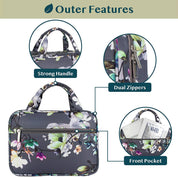 Pavilia Modern Hanging Toiletry Bag: Floral Gray